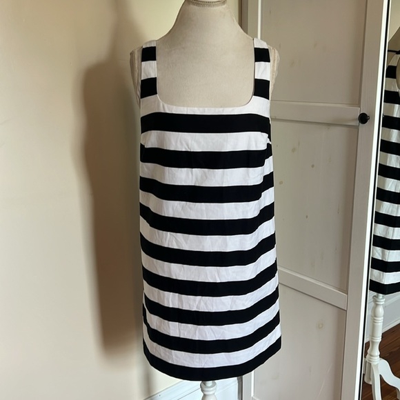 Ann Taylor Chic and Classic Black and White Striped Sheath Dress - Size 6 - Picture 3 of 11
